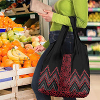 Red Aotearoa Mangopare Kowhaiwhai and Niho Taniwha Grocery Bag Maori New Zealand LT14 - Polynesian Pride