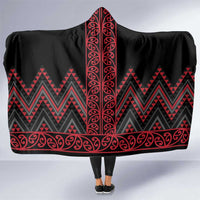 Red Aotearoa Mangopare Kowhaiwhai and Niho Taniwha Hooded Blanket Maori New Zealand