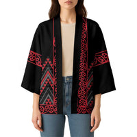 Red Aotearoa Mangopare Kowhaiwhai Niho Taniwha Kimono Maori New Zealand - Polynesian Pride