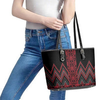 Red Aotearoa Mangopare Kowhaiwhai and Niho Taniwha Leather Tote Bag Maori New Zealand LT14 - Polynesian Pride