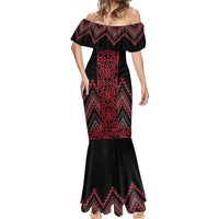 Red Aotearoa Mangopare Kowhaiwhai and Niho Taniwha Mermaid Dress Maori New Zealand