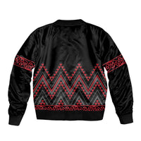Red Aotearoa Mangopare Kowhaiwhai and Niho Taniwha Sleeve Zip Bomber Jacket Maori New Zealand LT14 - Polynesian Pride