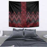 Red Aotearoa Mangopare Kowhaiwhai and Niho Taniwha Tapestry Maori New Zealand