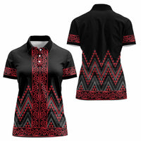 Red Aotearoa Mangopare Kowhaiwhai and Niho Taniwha Women Polo Shirt Maori New Zealand