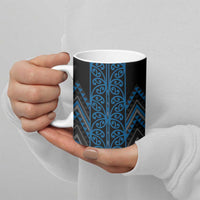 Blue Aotearoa Mangopare Kowhaiwhai Niho Taniwha Ceramic Mug Maori New Zealand - Polynesian Pride