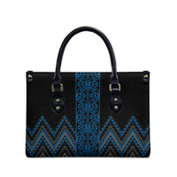 Blue Aotearoa Mangopare Kowhaiwhai Niho Taniwha Leather Bag Maori New Zealand - Polynesian Pride