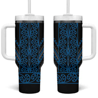 Blue Aotearoa Mangopare Kowhaiwhai and Niho Taniwha Tumbler With Handle Maori New Zealand LT14 One Size: 40 oz Blue - Polynesian Pride