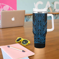 Blue Aotearoa Mangopare Kowhaiwhai and Niho Taniwha Tumbler With Handle Maori New Zealand LT14 - Polynesian Pride
