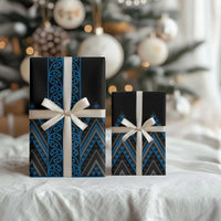 Blue Aotearoa Mangopare Kowhaiwhai and Niho Taniwha Wrapping Paper Maori New Zealand - Polynesian Pride