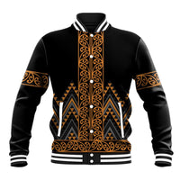 Gold Aotearoa Mangopare Kowhaiwhai and Niho Taniwha Baseball Jacket Maori New Zealand LT14 Unisex Gold - Polynesian Pride