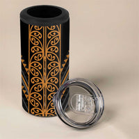 Gold Aotearoa Mangopare Kowhaiwhai and Niho Taniwha 4 in 1 Can Cooler Tumbler Maori New Zealand LT14 - Polynesian Pride