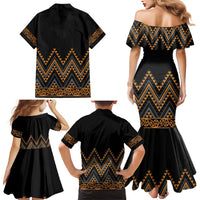 Gold Aotearoa Mangopare Kowhaiwhai and Niho Taniwha Family Matching Mermaid Dress and Hawaiian Shirt Maori New Zealand LT14 - Polynesian Pride