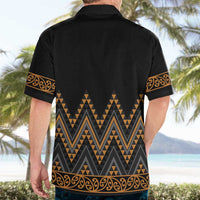 Gold Aotearoa Mangopare Kowhaiwhai and Niho Taniwha Hawaiian Shirt Maori New Zealand