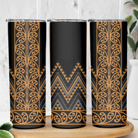 Gold Aotearoa Mangopare Kowhaiwhai and Niho Taniwha Skinny Tumbler Maori New Zealand LT14 - Polynesian Pride
