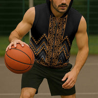 Gold Aotearoa Mangopare Kowhaiwhai Niho Taniwha Sleeveless Zip Hoodie Maori New Zealand LT14 - Polynesian Pride