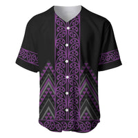 Purple Aotearoa Mangopare Kowhaiwhai and Niho Taniwha Baseball Jersey Maori New Zealand LT14 Purple - Polynesian Pride