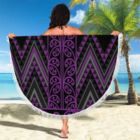 Purple Aotearoa Mangopare Kowhaiwhai and Niho Taniwha Beach Blanket Maori New Zealand