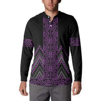 Purple Aotearoa Mangopare Kowhaiwhai and Niho Taniwha Button Sweatshirt Maori New Zealand LT14 - Polynesian Pride