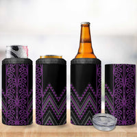 Purple Aotearoa Mangopare Kowhaiwhai and Niho Taniwha 4 in 1 Can Cooler Tumbler Maori New Zealand LT14 - Polynesian Pride