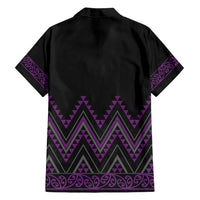 Purple Aotearoa Mangopare Kowhaiwhai and Niho Taniwha Family Matching Long Sleeve Bodycon Dress and Hawaiian Shirt Maori New Zealand LT14 - Polynesian Pride