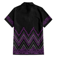 Purple Aotearoa Mangopare Kowhaiwhai and Niho Taniwha Family Matching Short Sleeve Bodycon Dress and Hawaiian Shirt Maori New Zealand LT14 - Polynesian Pride