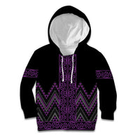 Purple Aotearoa Mangopare Kowhaiwhai and Niho Taniwha Kid Hoodie Maori New Zealand