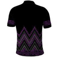 Purple Aotearoa Mangopare Kowhaiwhai and Niho Taniwha Polo Shirt Maori New Zealand