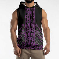 Purple Aotearoa Mangopare Kowhaiwhai Niho Taniwha Sleeveless Hoodie Maori New Zealand - Polynesian Pride
