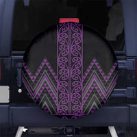 Purple Aotearoa Mangopare Kowhaiwhai and Niho Taniwha Spare Tire Cover Maori New Zealand