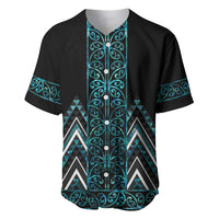 Paua Shell Aotearoa Mangopare Kowhaiwhai and Niho Taniwha Baseball Jersey Maori New Zealand LT14 Turquoise - Polynesian Pride