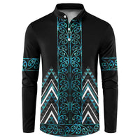 Paua Shell Aotearoa Mangopare Kowhaiwhai and Niho Taniwha Button Sweatshirt Maori New Zealand LT14 Turquoise - Polynesian Pride