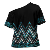 Paua Shell Aotearoa Mangopare Kowhaiwhai Niho Taniwha Cross Shoulder Shirt Maori New Zealand - Polynesian Pride