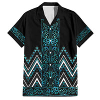 Paua Shell Aotearoa Mangopare Kowhaiwhai and Niho Taniwha Family Matching Tank Maxi Dress and Hawaiian Shirt Maori New Zealand LT14 Dad's Shirt - Short Sleeve Turquoise - Polynesian Pride