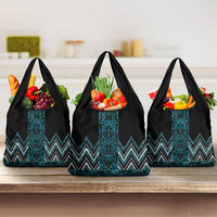 Paua Shell Aotearoa Mangopare Kowhaiwhai and Niho Taniwha Grocery Bag Maori New Zealand LT14 3-pack One Size Turquoise - Polynesian Pride