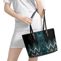 Paua Shell Aotearoa Mangopare Kowhaiwhai and Niho Taniwha Leather Tote Bag Maori New Zealand LT14 - Polynesian Pride