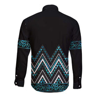 Paua Shell Aotearoa Mangopare Kowhaiwhai and Niho Taniwha Long Sleeve Button Shirt Maori New Zealand LT14 - Polynesian Pride