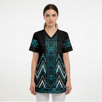 Paua Shell Aotearoa Mangopare Kowhaiwhai and Niho Taniwha Scrub Top Maori New Zealand - Polynesian Pride