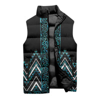 Paua Shell Aotearoa Mangopare Kowhaiwhai Niho Taniwha Sleeveless Puffer Jacket Maori New Zealand - Polynesian Pride