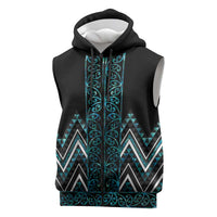 Paua Shell Aotearoa Mangopare Kowhaiwhai Niho Taniwha Sleeveless Zip Hoodie Maori New Zealand - Polynesian Pride