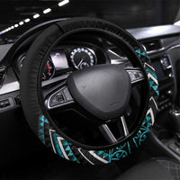 Paua Shell Aotearoa Mangopare Kowhaiwhai and Niho Taniwha Steering Wheel Cover Maori New Zealand LT14 Universal Fit Turquoise - Polynesian Pride