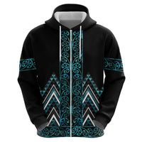 Paua Shell Aotearoa Mangopare Kowhaiwhai and Niho Taniwha Zip Hoodie Maori New Zealand