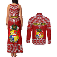 Tonga Rugby Couples Matching Tank Maxi Dress and Long Sleeve Button Shirts 2023 World Cup Tongan Kupesi Ngatu Pattern LT14 - Polynesian Pride