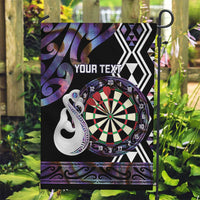 Personalised New Zealand Darts Garden Flag Ngutukaka Manaia Taniko Luxury Purple - Polynesian Pride