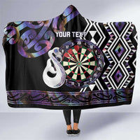 Personalised New Zealand Darts Hooded Blanket Ngutukaka Manaia Taniko Luxury Purple - Polynesian Pride