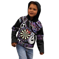 Personalised New Zealand Darts Kid Hoodie Ngutukaka Manaia Taniko Luxury Purple - Polynesian Pride