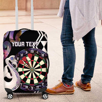 Personalised New Zealand Darts Luggage Cover Ngutukaka Manaia Taniko Luxury Purple - Polynesian Pride