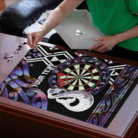 Personalised New Zealand Darts Puzzle Ngutukaka Manaia Taniko Luxury Purple - Polynesian Pride