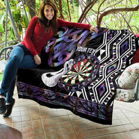 Personalised New Zealand Darts Quilt Ngutukaka Manaia Taniko Luxury Purple - Polynesian Pride