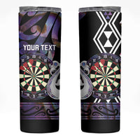 Personalised New Zealand Darts Skinny Tumbler Ngutukaka Manaia Taniko Luxury Purple - Polynesian Pride