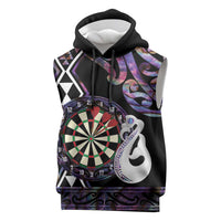 Personalised New Zealand Darts Sleeveless Hoodie Ngutukaka Manaia Taniko Luxury Purple - Polynesian Pride